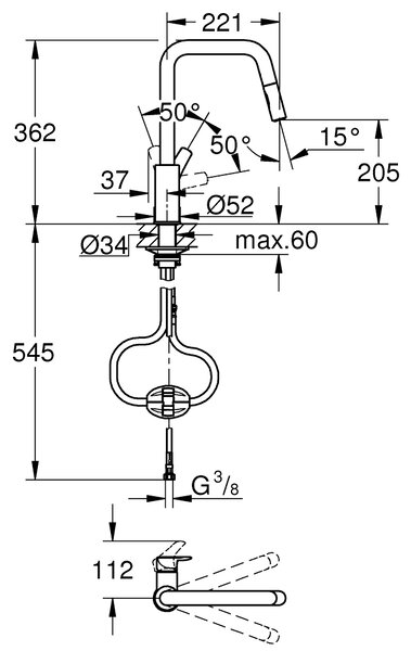 GROHE Eurosmart - Páková dřezová baterie, chrom 30619000
