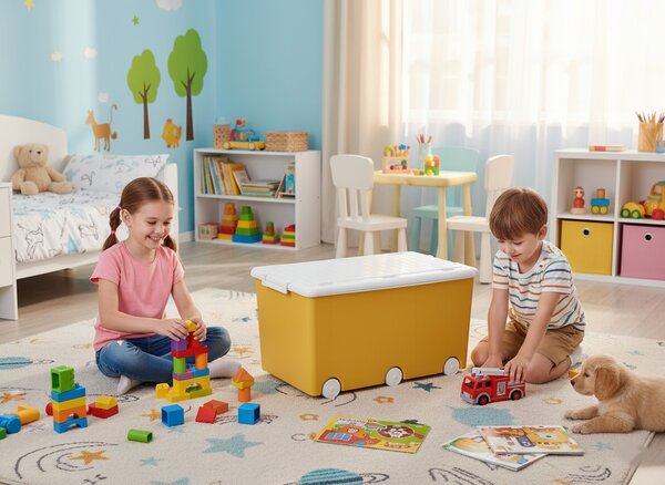 Úložný box na hračky Tega PW-001-124 36 x 29 x 57 cm žlutý