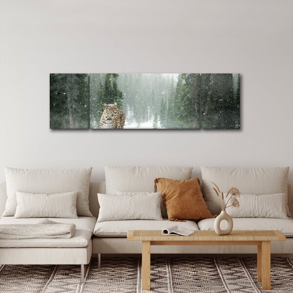 Obraz leoparda ve sněhu (170x50 cm)