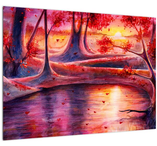 Skleněný obraz kouzelného lesa (70x50 cm)