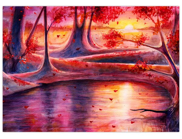 Skleněný obraz kouzelného lesa (70x50 cm)