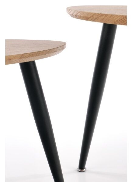 SADA 2x Odkládací stolek NICEA pr. 40/60 cm zlatý dub/černá