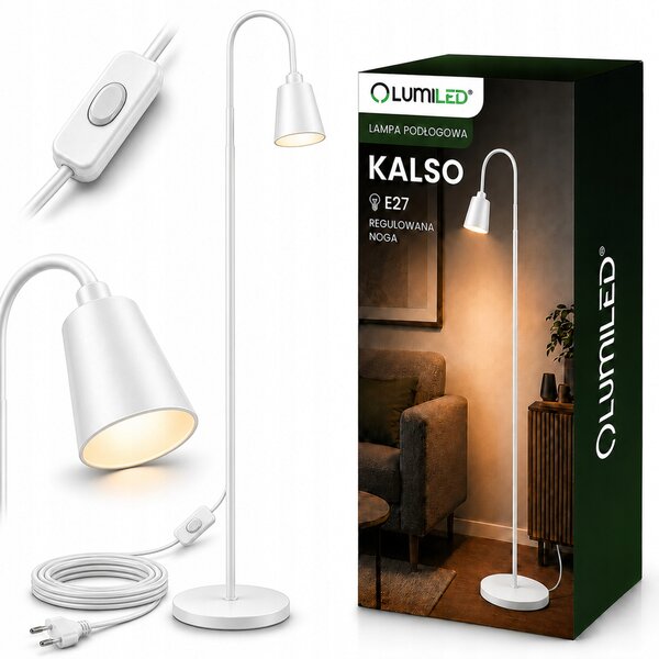 Stojací lampa Lumiled Kalso E27 13 W bílá