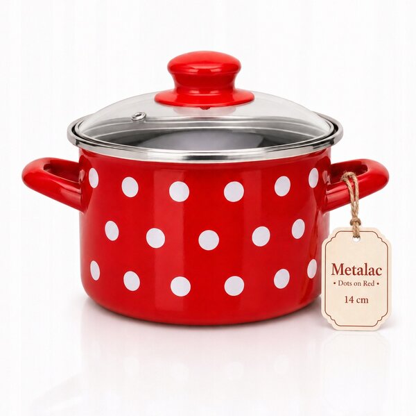 Tradiční Hrnec Metalac Dots on red 1,5 l