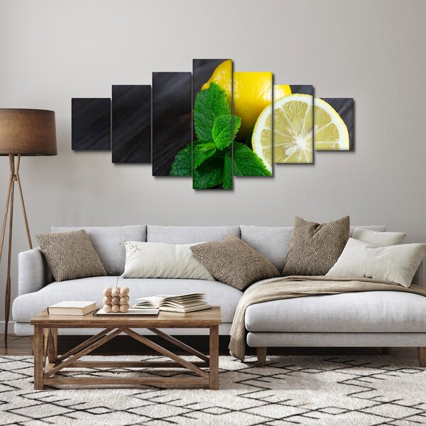 Obraz citrónů a máty na stole (210x100 cm)