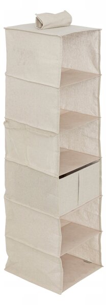Závěsný organizér na boty do skříně, béžový, textilní, 6 přihrádek, 30x30x127 cm