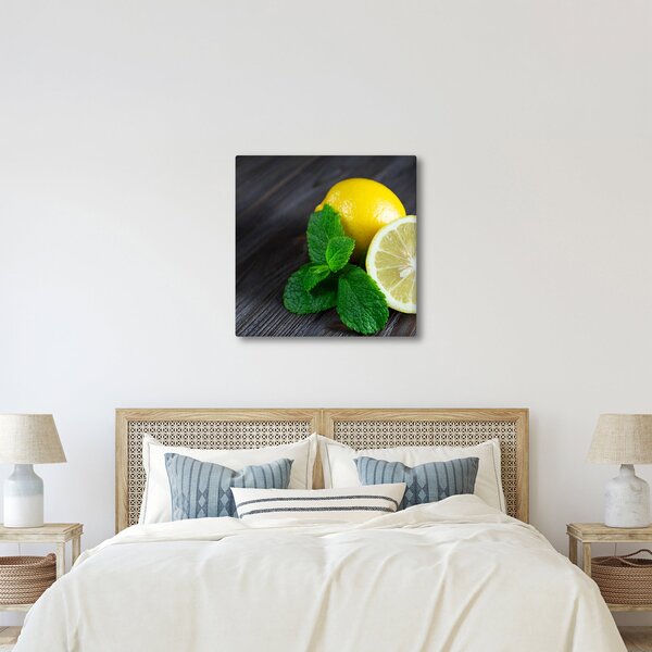 Obraz citrónů a máty na stole (30x30 cm)