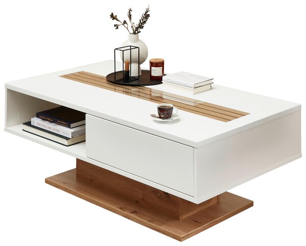 KONFERENČNÍ STOLEK, černá, bílá, dub artisan, sklo, kompozitní dřevo, 120/65/43 cm Hom`in - Konferenční stolky