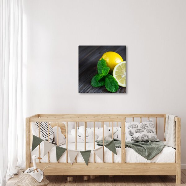 Obraz citrónů a máty na stole (30x30 cm)