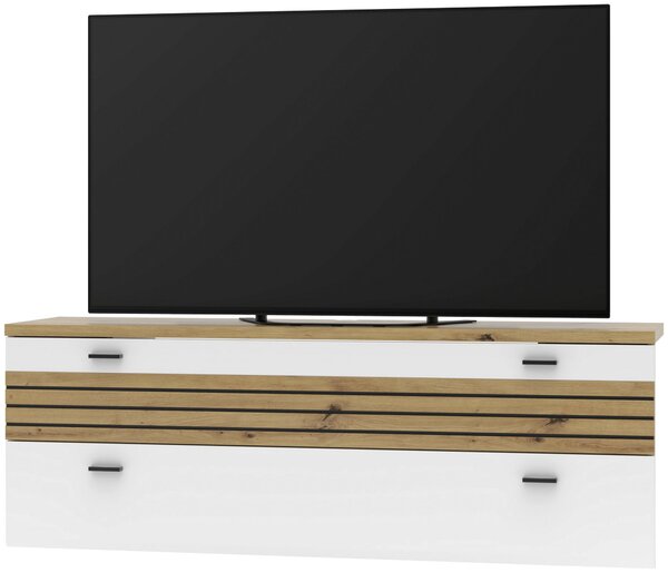 KOMODA POD TELEVIZI, bílá, dub artisan, 150/53/40 cm Hom`in - Komody bílé