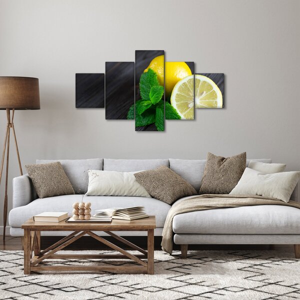 Obraz citrónů a máty na stole (125x70 cm)