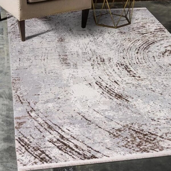 Makro Abra Kusový koberec SAHARA K907D Abstraktní krémový světle šedý Rozměr: 80x150 cm