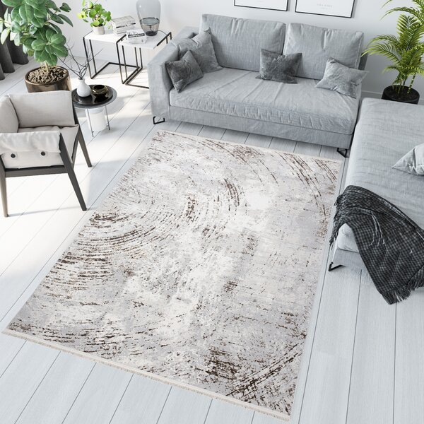 Makro Abra Kusový koberec SAHARA K907D Abstraktní krémový světle šedý Rozměr: 80x150 cm