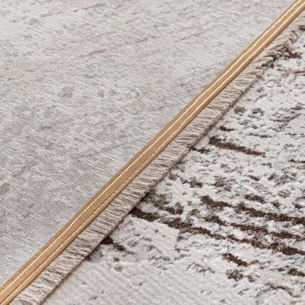 Makro Abra Kusový koberec SAHARA K907D Abstraktní krémový světle šedý Rozměr: 80x150 cm