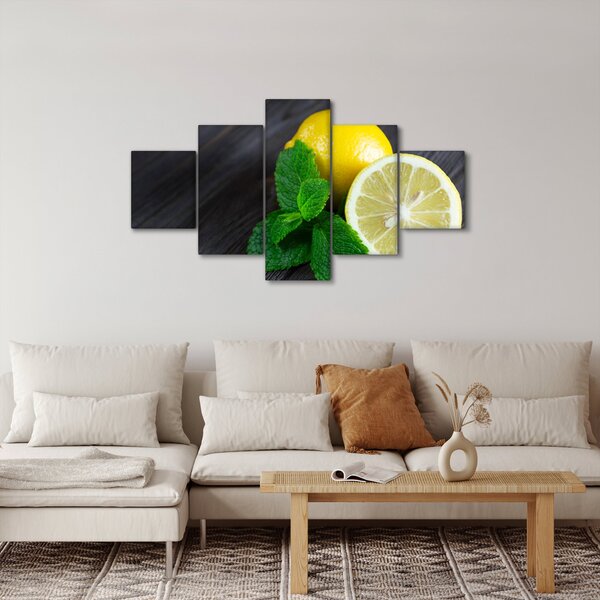 Obraz citrónů a máty na stole (125x70 cm)