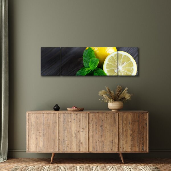 Obraz citrónů a máty na stole (170x50 cm)