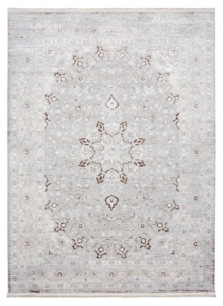 Makro Abra Kusový koberec SAHARA K892D Klasický světle šedý bílý Rozměr: 80x150 cm