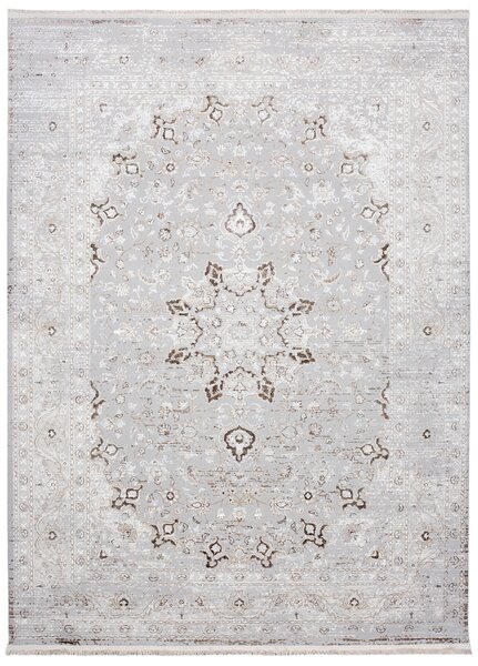 Makro Abra Kusový koberec SAHARA K892D Klasický světle šedý bílý Rozměr: 80x150 cm