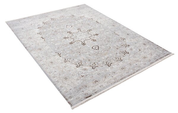 Makro Abra Kusový koberec SAHARA K892D Klasický světle šedý bílý Rozměr: 80x150 cm