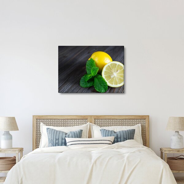 Obraz citrónů a máty na stole (70x50 cm)