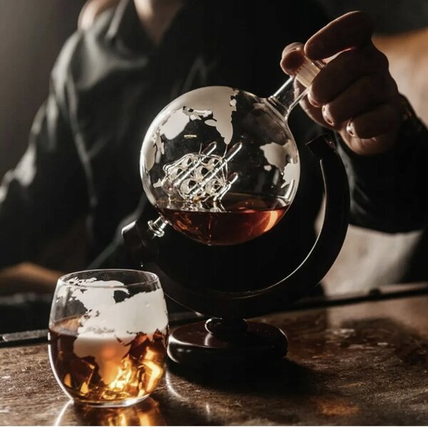 Sada na whisky Malatec karafa 0,85 l sklo industriální styl 2 sklenice