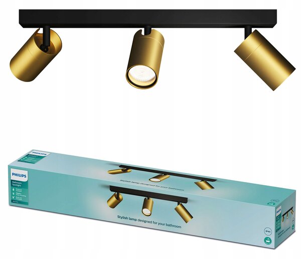 Stropní Svítidlo Reflektor 3x GU10 IP44 Měděno-černé Kosipo Philips