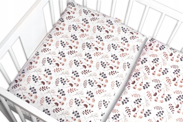 Povlečení do postýlky, 2D sada flanel - Louka, Baby Nellys, béžová/bílá