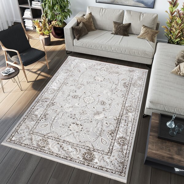 Makro Abra Kusový koberec SAHARA K897D klasický světle hnědý šedý Rozměr: 80x150 cm