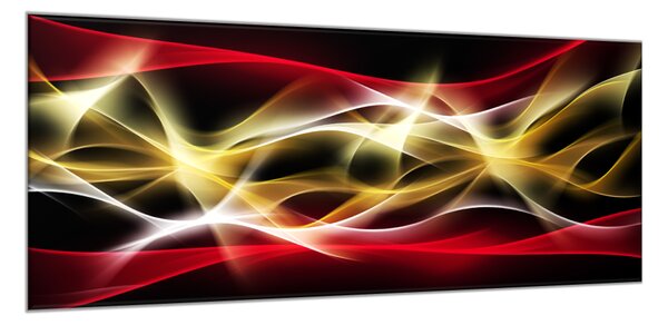 Obraz skleněný zlato červená abstraktní vlna - 50 x 70 cm