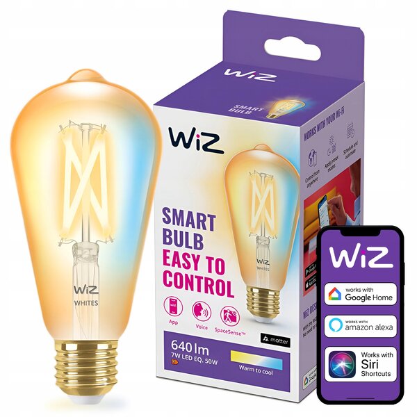 WiZ LED žárovka E27 6,7W 640lm 2000-5000K