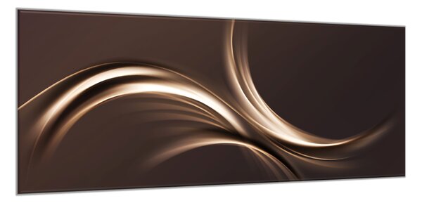 Obraz skleněný abstraktní čokoládově hnědá vlna - 30 x 60 cm