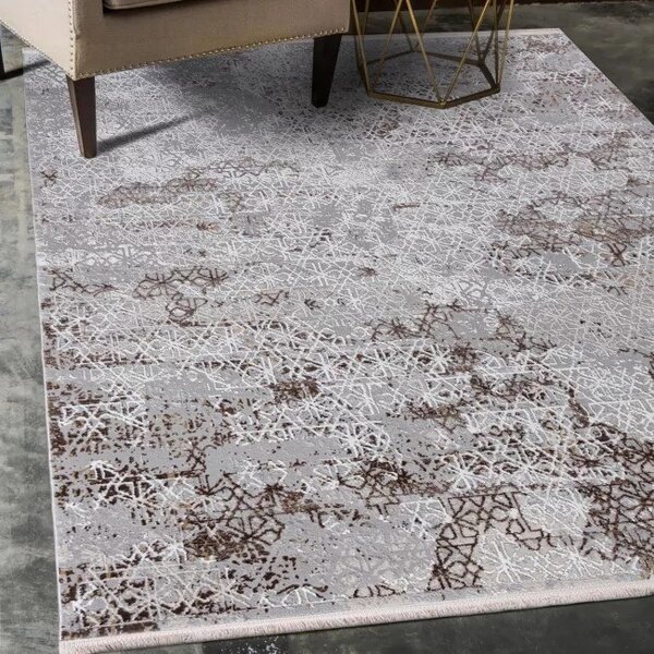 Makro Abra Kusový koberec SAHARA K918D Moderní světle šedý bílý Rozměr: 80x150 cm