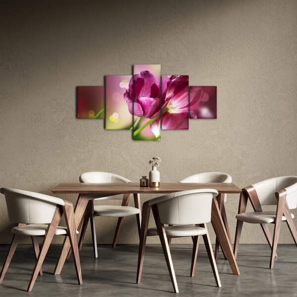 Obraz růžových tulipánů (125x70 cm)