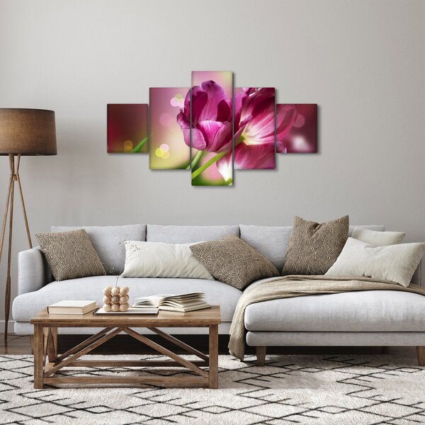 Obraz růžových tulipánů (125x70 cm)