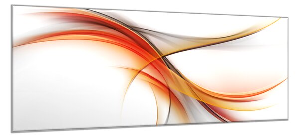Obraz skleněný oranžovo šedá abstraktní vlna - 50 x 100 cm