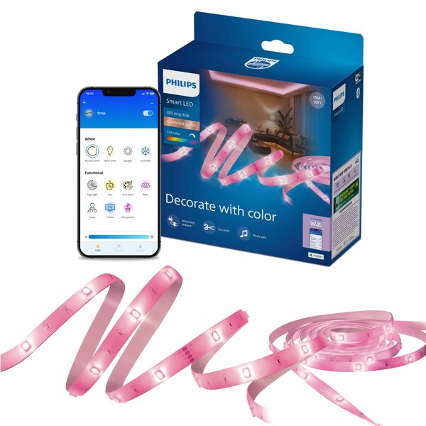 LED pásek RGB 15m RGBW PHILIPS SMART Chytrý WiFi Aplikace WiZ