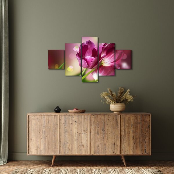 Obraz růžových tulipánů (125x70 cm)