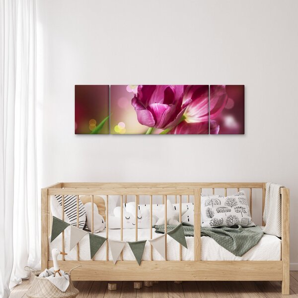 Obraz růžových tulipánů (170x50 cm)