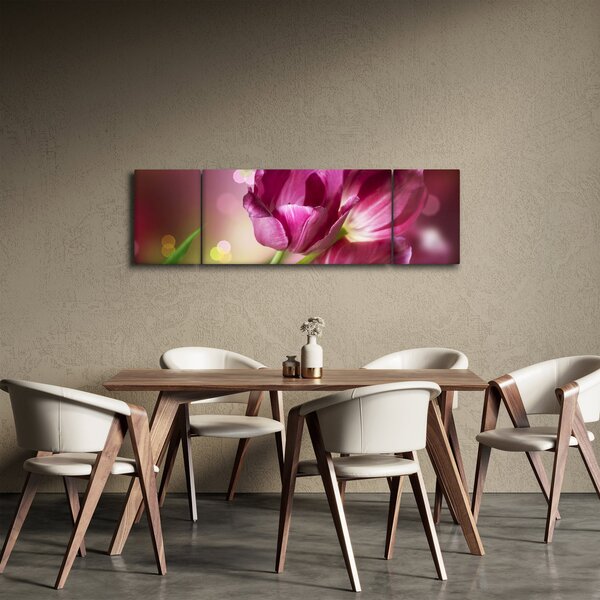 Obraz růžových tulipánů (170x50 cm)