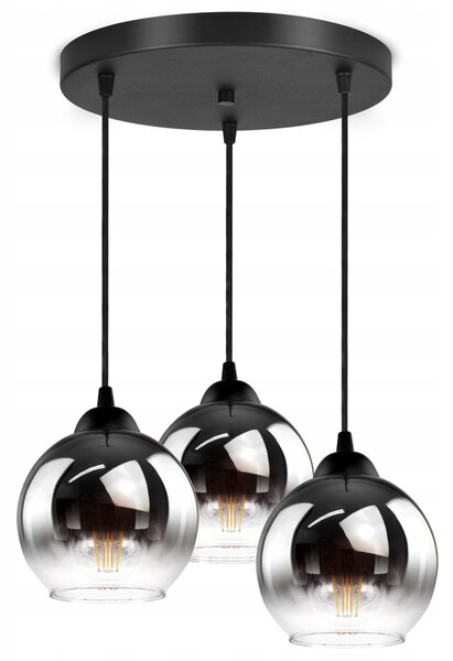 Závěsné svítidlo Skleněné koule Loft 3 světelné body E27 Černý chrom Luxolar