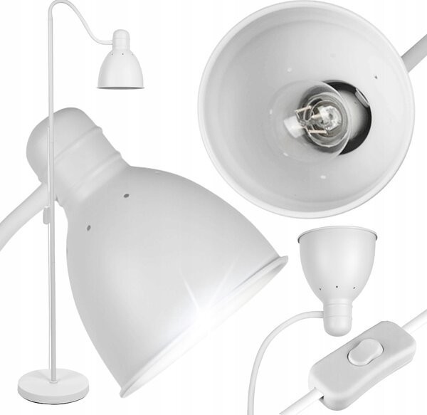 Stojací lampa LEDLUX bílá, nastavitelná, patice E27, 60 W