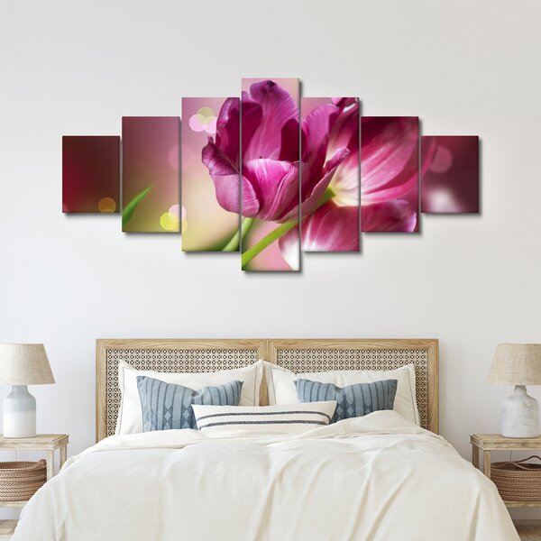 Obraz růžových tulipánů (210x100 cm)