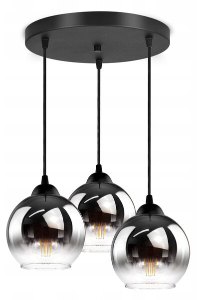 Závěsné svítidlo Skleněné koule Loft 3 světelné body E27 Černý chrom Luxolar