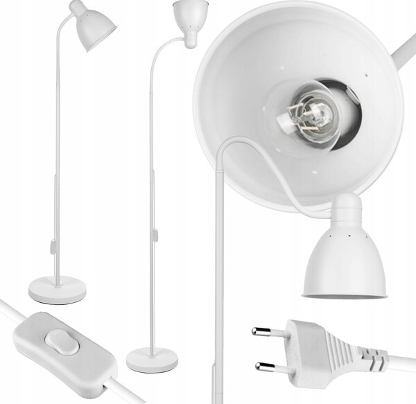 Stojací lampa LEDLUX bílá, nastavitelná, patice E27, 60 W