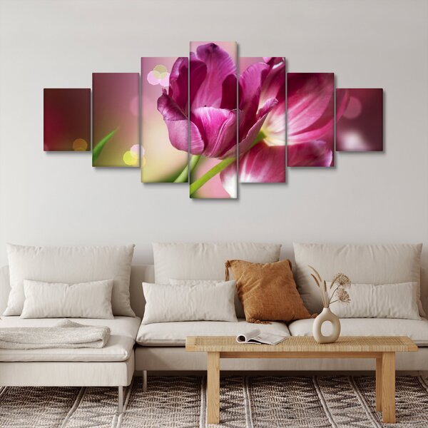 Obraz růžových tulipánů (210x100 cm)