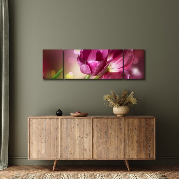 Obraz růžových tulipánů (170x50 cm)