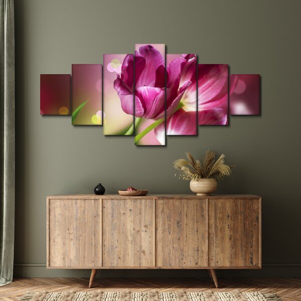 Obraz růžových tulipánů (210x100 cm)