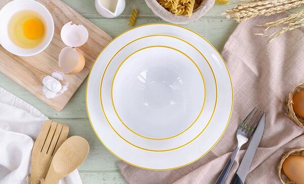 By inspire sada talířů Linea Yellow žlutá linka 18 ks