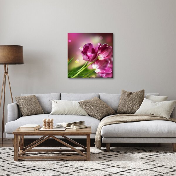Obraz růžových tulipánů (30x30 cm)