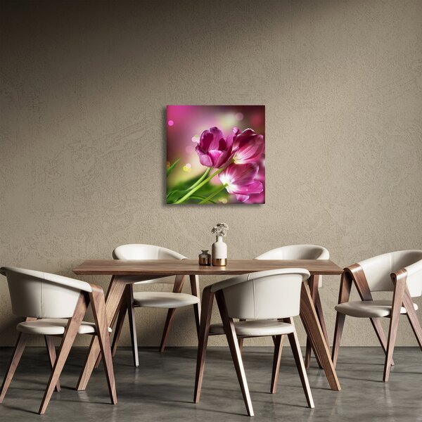 Obraz růžových tulipánů (30x30 cm)
